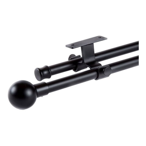 Metalhsa - Set Doble De Barras Para Cortina Extensible 170-320 Cm De Metal Diámetro 16/19 Mm Soporte De Techo Terminal Bola Color Negro