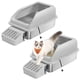 thumbnail image 1 of Caja de arena para gatos Feandrea de acero inoxidable con parte superior abierta y lados altos, 1 of 6