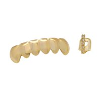 Magideal - Parrillas Chapadas En Oro De 18 Quilates, Accesorios De Joyería Brillantes, Parrilla Bucal Para Regalo, Disfraz Dorado