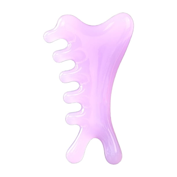Peine de masaje facial para mujeres/hombres adultos, suave, portátil, regalo, herramienta de masaje de cabeza de mano, peine de raspado Guasha para el Púrpura
