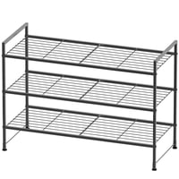 Zapatero Simple Houseware, 3 Niveles, Apilable, Metal Negro