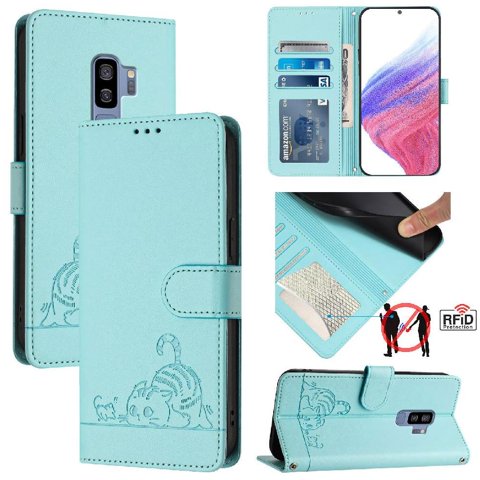 Funda Tipo Cartera Foxdock Para Samsung Galaxy S9 Plus Con Soporte, Ranuras, Rfid, Diseño De Gato