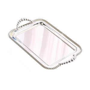 Bothyi - Bandeja Para Servir Con Asas, Elegante Bandeja De Tocador Para Cocina, Mesa De Café, Fiesta, Plateada