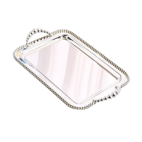 Bothyi - Bandeja Para Servir Con Asas, Elegante Bandeja De Tocador Para Cocina, Mesa De Café, Fiesta, Plateada