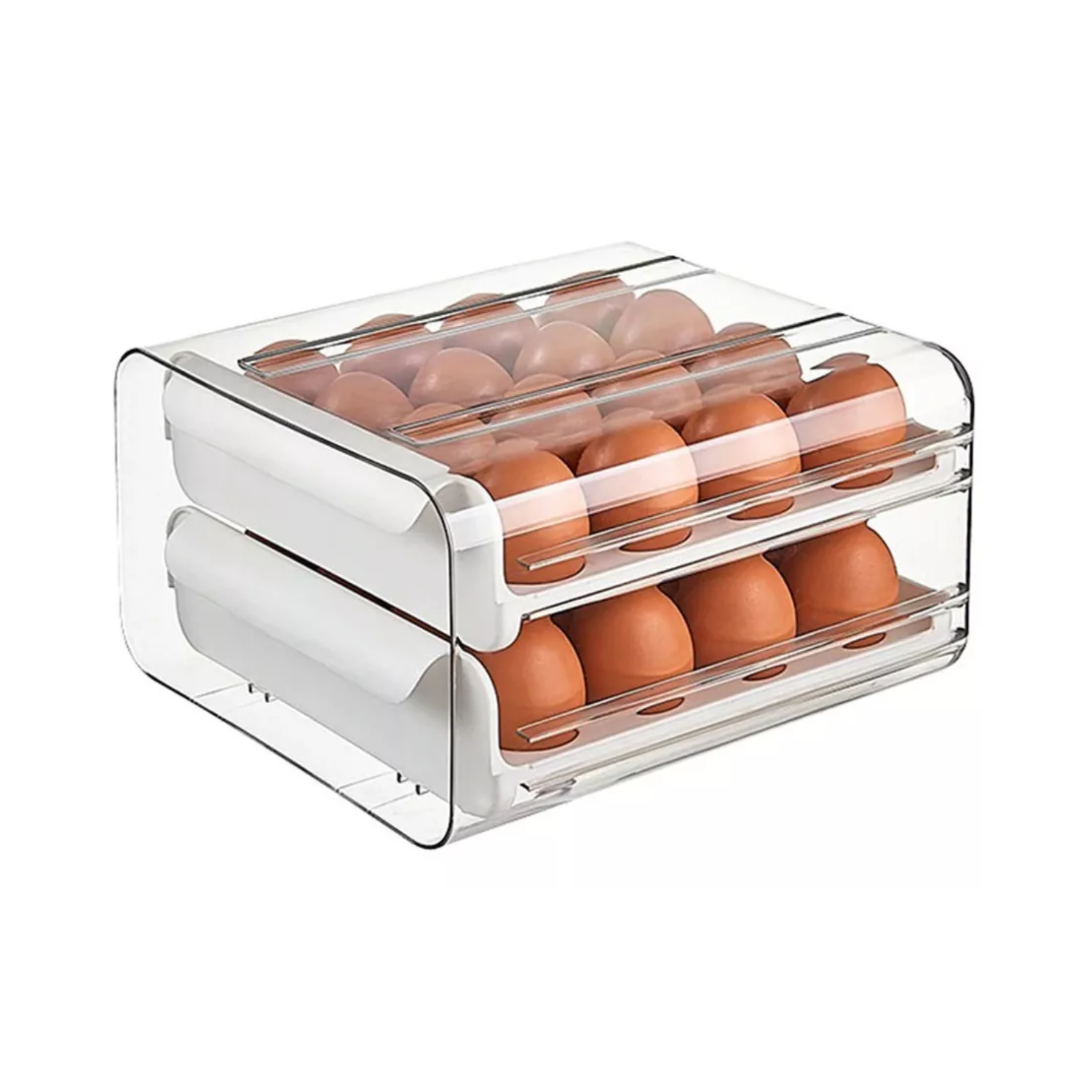 Importclick - Organizador Portahuevos 2 Niveles 32 Huevos 26X23 Cm Blanco