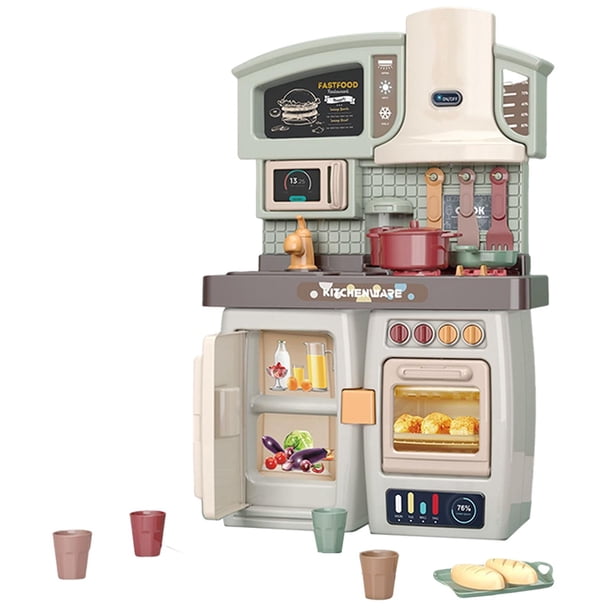 Juego de cocina de simulación, juego de cocina educativo con música para juguetes de aprendizaje de cumpleaños, juego interactivo, juego de co Verde