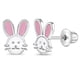 thumbnail image 2 of Pendientes de conejito de esmalte rosa y blanco para niñas y preadolescentes, 2 of 4
