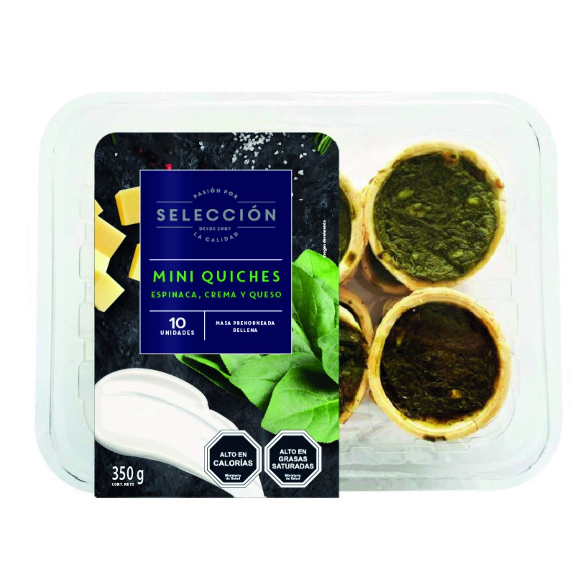 Mini Quiche Coctel Espinaca Crema Queso Refrigerada 10 Un 350 g Selección