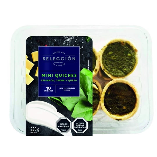 Mini Quiche Coctel Espinaca Crema Queso Refrigerada 10 Un 350 g Selección