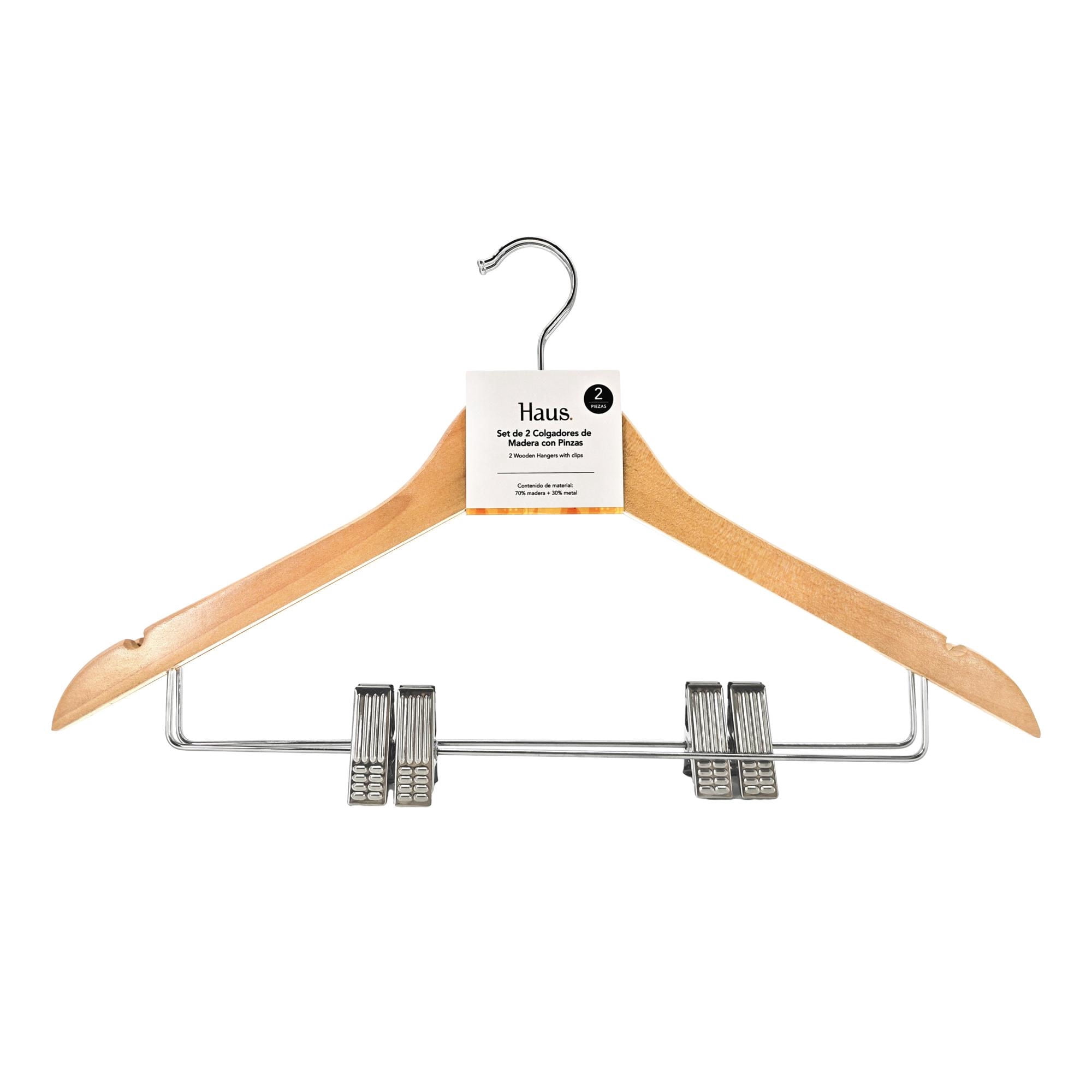 Set De Colgador Madera Con Clips Metálicos 2 Unidades Mainstays
