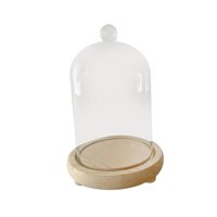 Magideal - Campana De Exhibición De Cúpula De Vidrio Cloche, Vitrina Portátil Y Versátil, Centro De Mesa, Base De Madera Para Regalo De Inauguración De La Casa 10X16Cm