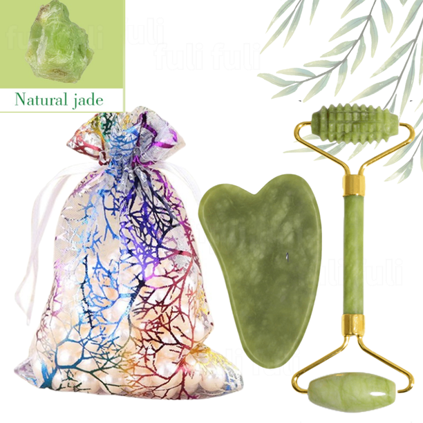 Rose Quartz Gua Sha Roller Massager Jade Scraping Facial Skin Beauty Care Guasha Board Body Natural Scraping Face Massage Tools