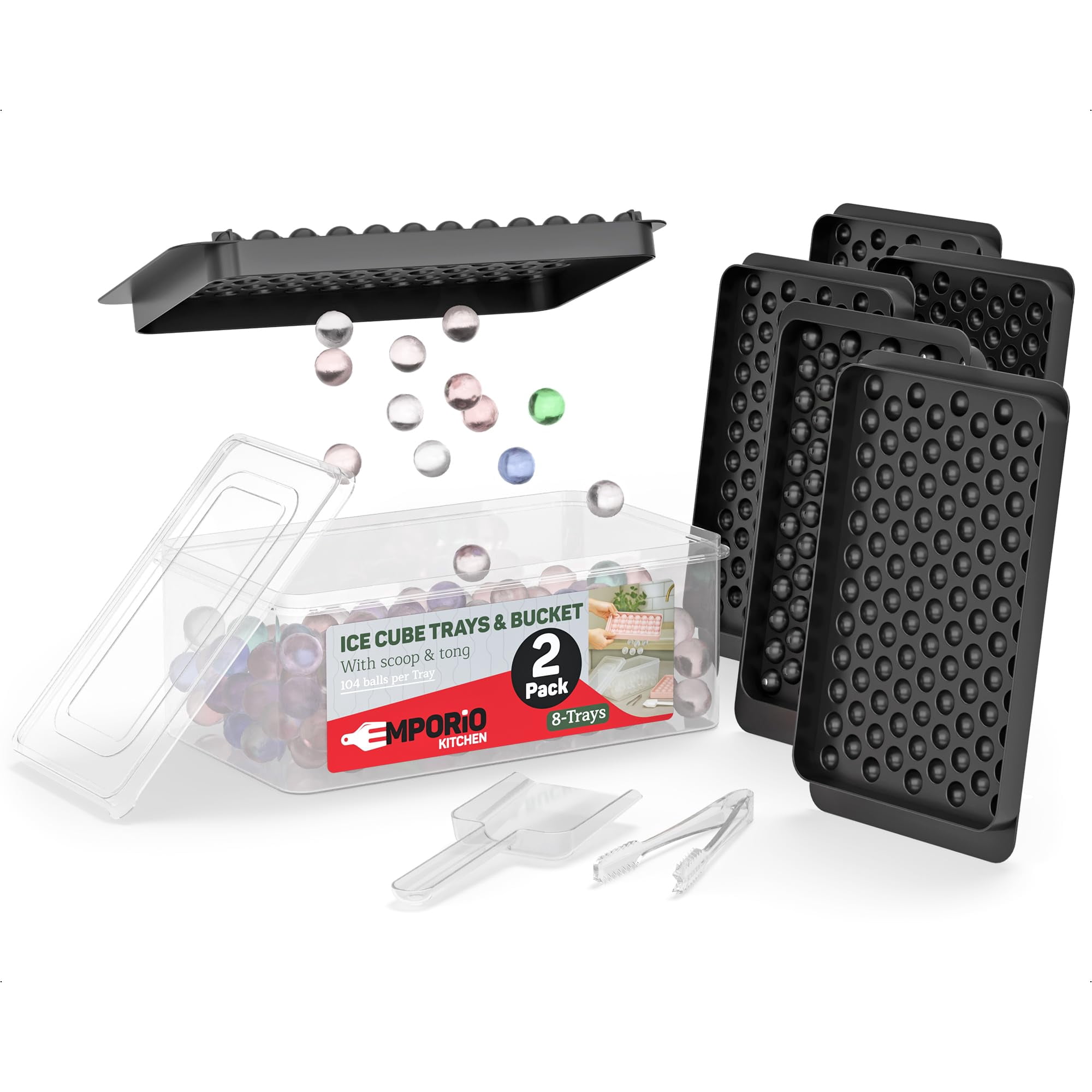 Juego De Moldes Para Cubos De Hielo Emporio Kitchen, 104 Esferas Redondas De 1,5 Cm