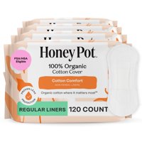 Panty Liners The Honey Pot Company, Algodón Orgánico, 120 Unidades