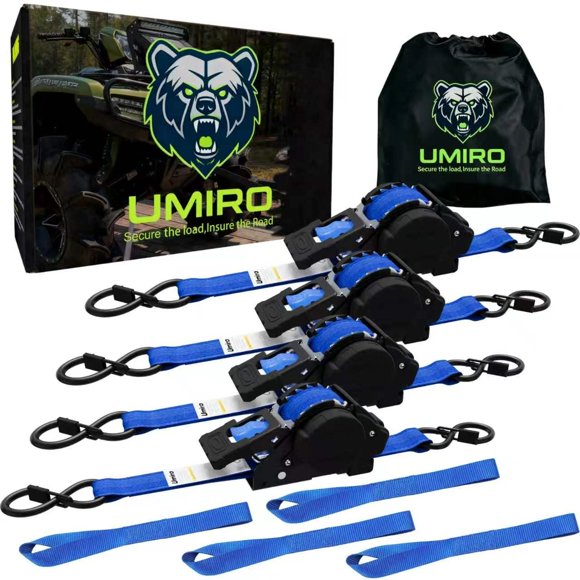 Correas de trinquete UMIRO 1" x 3,6 m Paquete de 4 – 800 kg Azul
