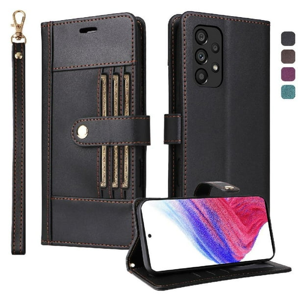 FOXDOCK Funda tipo Cartera para Samsung Galaxy A52 – Cubierta de Cuero PU con Múltiples Ranuras, Bolsillo para Efectivo y Correa de Muñeca