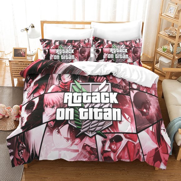Attack On Titan Bedding Set Single Twin Full Queen King Size Attack On Titan Bed Set Children Kid Bedroom Duvetcover Sets 3D 3Bed Sheets