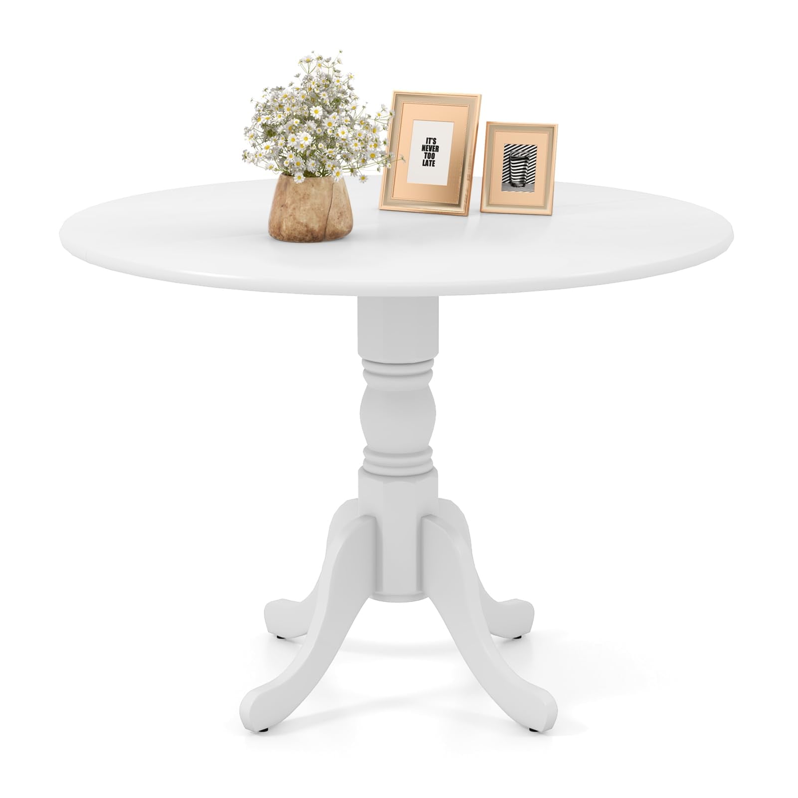 Mesa De Comedor Redonda Costway Para 4 Personas, 102 Cm, Madera De Caucho