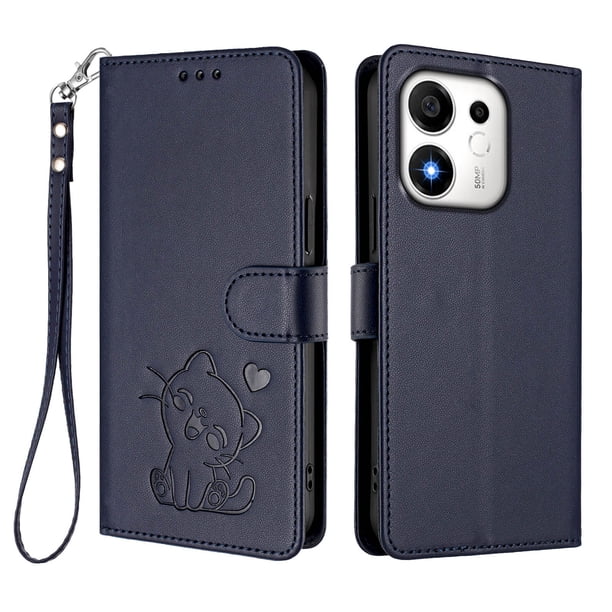 Honor 600 Smart Funda Billetera con Estampado de Gato, Azul