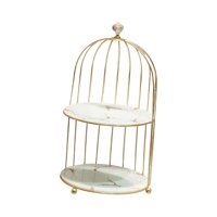 Ioensy - Postre Cupcake Stand Nordic Cosmetic Rack Para Living Room Dresser Countertop Oro Blanco 2 Niveles