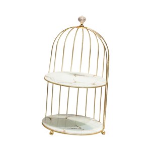 Ioensy - Postre Cupcake Stand Nordic Cosmetic Rack Para Living Room Dresser Countertop Oro Blanco 2 Niveles