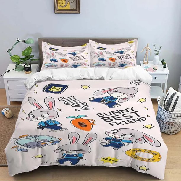 comforter sets, Zootopia cartoon duvet cover, pillow case, home room bedding set, cute three-piece set for boys and girls Bed Sheets