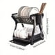 thumbnail image 1 of 1pc Dish Rack With Drain Board, Plastic Bowl Chopsticks Plate Storage Box, Household Draining Rack, Flatware Organizer For Countertop Cabinet, Kitchen Accessories, 7.87inch*12inch*9.44inch*7.87inch, 1 of 3