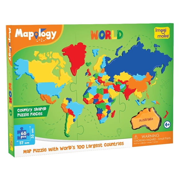 Juguete de rompecabezas Imagimake Mapology World Map, 65 piezas, más de 4 años
