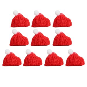 Bothyi - 10 Uds Mini Sombreros Navideños Bufanda Conjunto Botella Sombrero Para Regalo Etiquetas Muñecas Diy Artesanía Sombrero Grande