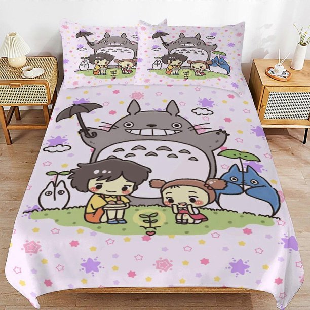 My Neighbor Totoro Bed Duvet Cover Microfiber Bedding Se3D Printed Lightweight3 Piece Comforter Se,