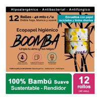 Papel Higiénico Eco Bambú Doble Hoja 40 M 12 Un Boomba