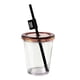 thumbnail image 2 of Vaso de Plástico Transparente con Tapa y Pajita Marrón, 2 of 3