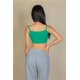 thumbnail image 4 of Saronite Top Corto de Tirantes Finos con Cuello Halter y Canalé Liso, Verde (para Mujer), 4 of 5