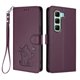 thumbnail image 1 of Infinix Hot 50 5G Funda Billetera con Estampado de Gato, Morado Oscuro, 1 of 6