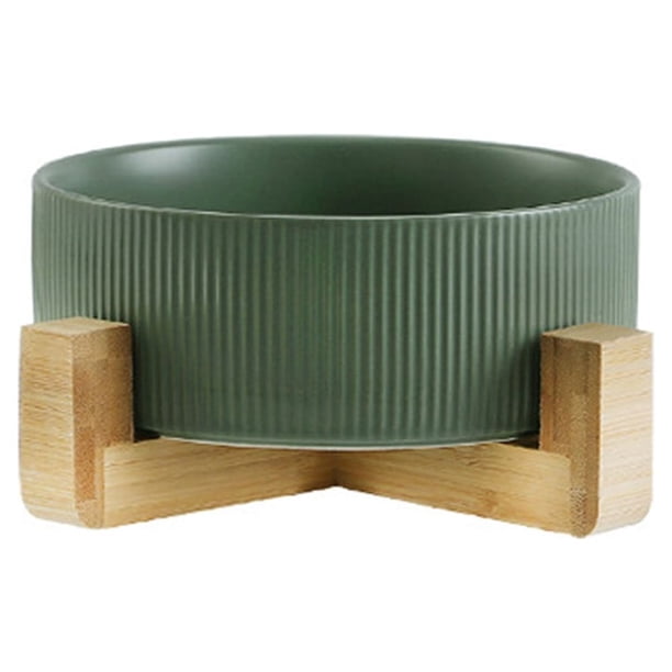 Cuencos de cerámica para perros con soporte de madera, cuencos de agua y comida para perros, cuencos de comida para perros de gran peso