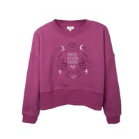 Pillin - Polerón Niña Cuello Redondo Bordado Frontal Ciruela