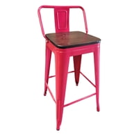 Tolix - Pack 4 Pisos Rojo Tauretes 66 Cm Altura Departamento Con Madera