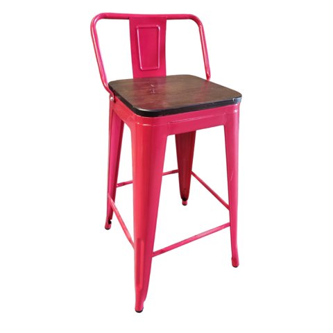 Tolix - Pack 4 Pisos Rojo Tauretes 66 Cm Altura Departamento Con Madera