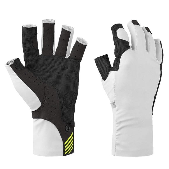 Guantes mti Traction UV de dedos abiertos blanco y negro talla L