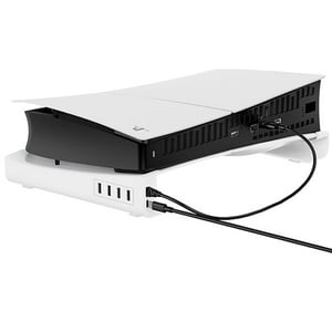 Soporte Horizontal Aaronmei Ps5 Slim Blanco Con Hub Usb 4 Puertos