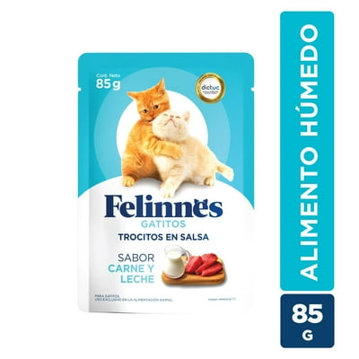 Alimento Húmedo Gatito Sabor Carne Y Leche Pouch 85 G Felinnes