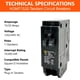 thumbnail image 2 of Interruptor termomagnético FalconSupply HOMT1520 15/20 A 120 V tipo tandem, 2 of 7