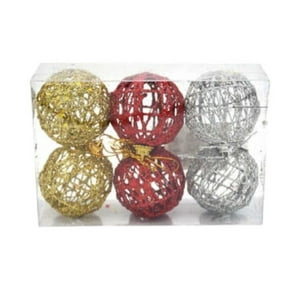 Genérico - Set 03 Bambalinas Esferas Tejidas Navideñas Colores 6 Cm
