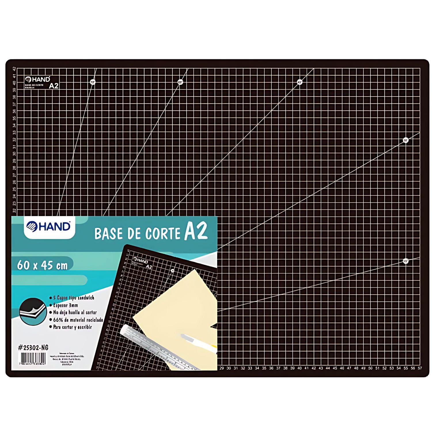 Hand - Base De Corte A2 60x45cm 3mm Negro - Ps