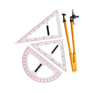 Magideal - Juego De Regla De Enseñanza Herramienta De Medición De Geometría, Con Herramienta De Enseñanza De Mango Extraíble, Dibujo De Regla De Transportador De Conjunto De Cuatro Piezas