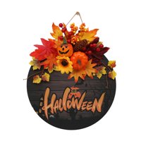 Magideal - Señal De Puerta De Halloween, Señal De Bienvenida, Coronas Redondas De Bienvenida Para Halloween, Acción De Gracias, Decoración, Interior, Exterior Estilo D