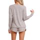 thumbnail image 3 of INSPIRE CHIC Conjunto de pijama de manga larga para mujer, mezcla de rayón suave, conjunto de pantalones cortos para salón con bolsillos y cintura elástica L Beige, 3 of 6
