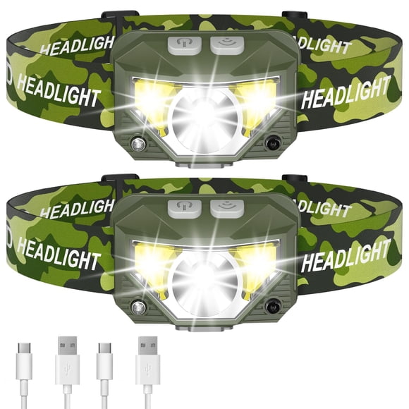 Linterna frontal LHKNL recargable LED verde - 2 unidades