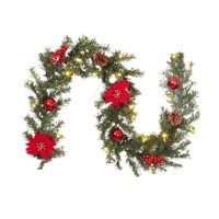 Bothyi - Guirnalda Navideña De Flores Artificiales Para Centros De Mesa De Jardín Y Hogar, Color Rojo, 2,7 M