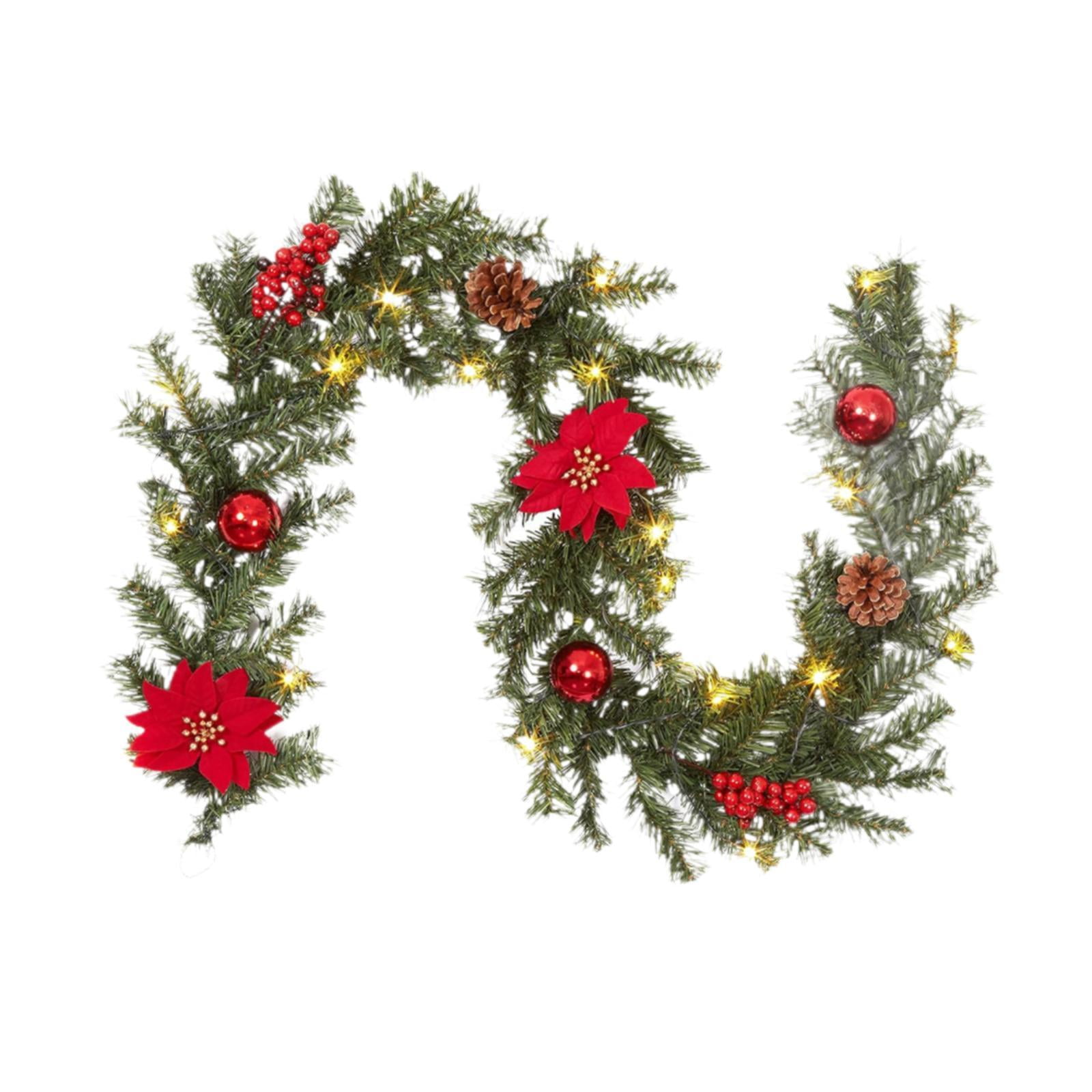 Bothyi - Guirnalda Navideña De Flores Artificiales Para Centros De Mesa De Jardín Y Hogar, Color Rojo, 2,7 M